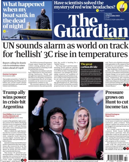 The Guardian - Un Sounds Alarm As World On Track For ‘Hellish’ 3C Rise In Temperatures