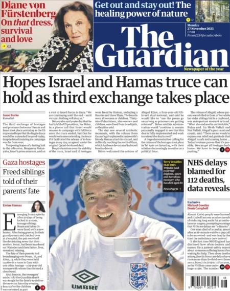 The Guardian - Hopes Israel and Hamas truce can hold as third exchange takes place 