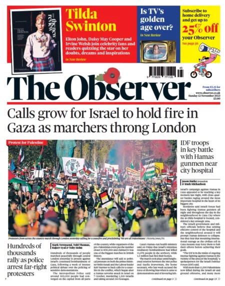 Sunday Papers: ‘Sack Suella now’ Home Secretary under pressure - the full perspective  The Observer – Calls grow for Israel to hold fire in Gaza as marchers throng London