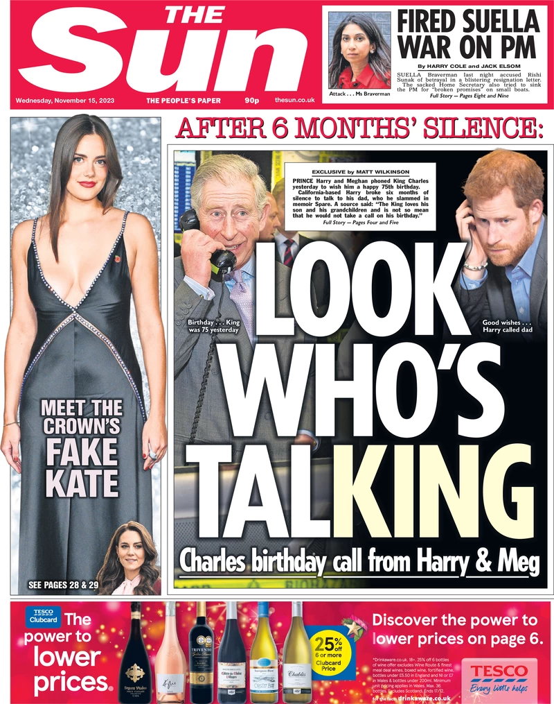 The Sun - King Charles and Harry : Look who’s talking
