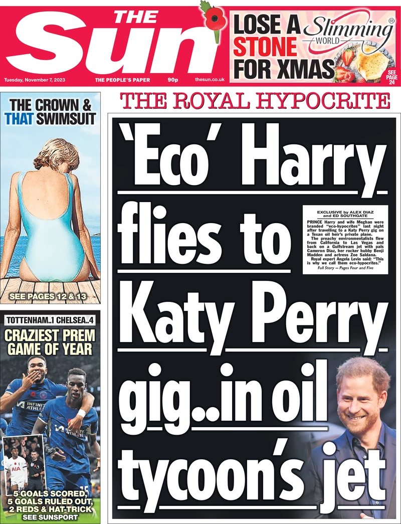 The Sun - ‘Eco’ Harry flies to Katy Perry gig… on oil tycoon’s jet 