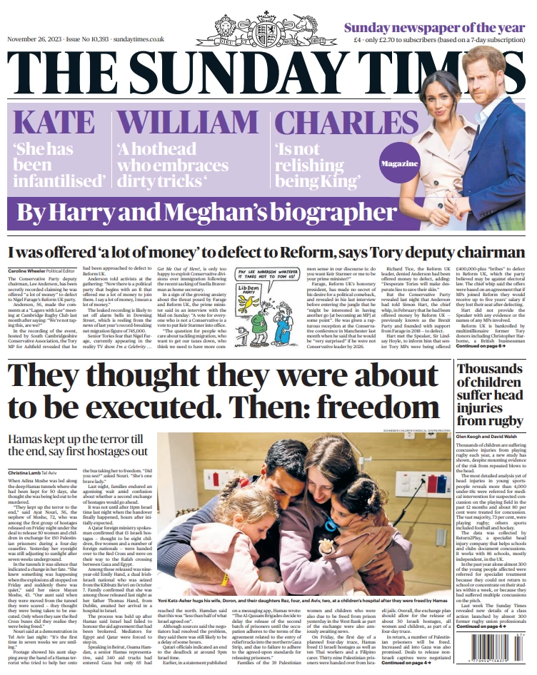 Sunday Times - They thought they were about to be executed, Then: freedom 