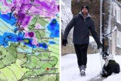 Weather map reveals exact date snow bomb ‘splits UK in half’ as temperatures plummet