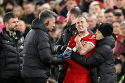 Liverpool’s Kostas Tsimikas injured in bizarre collision with Jurgen Klopp