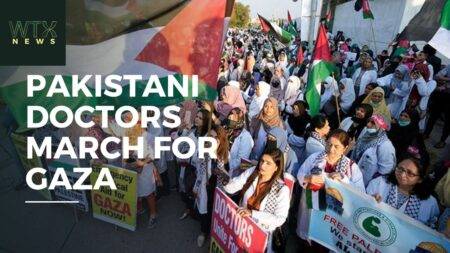 Karachi’s ” White Coat March ” Expresses Solidarity with Palestine