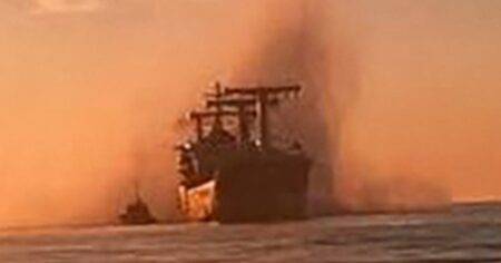 Cargo ship ‘explodes after hitting Russian mine in Black Sea’