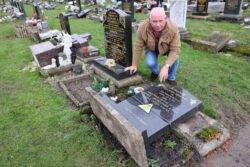 Dad finds his triplets’ headstone on the ground because it’s a safety risk