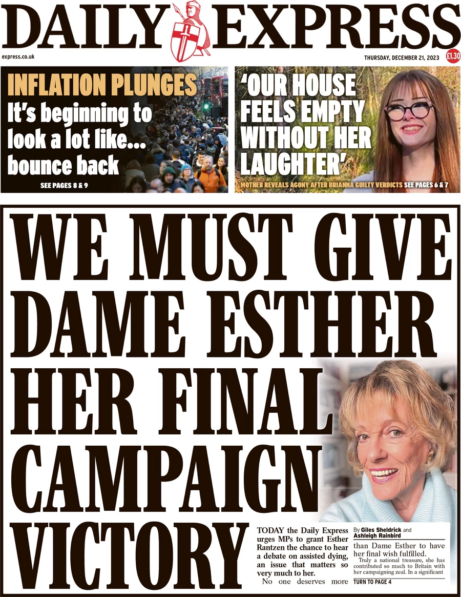 Daily Express - We must give Esther Rantzen her final campaign victory