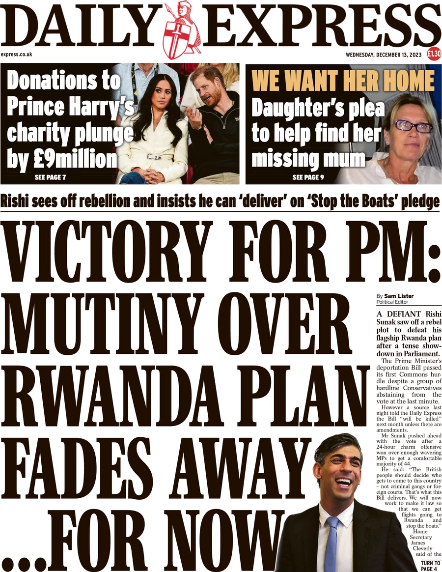 Daily Express - Victory for PM: Munity Over Rwanda Plan Fades Away … For Now 