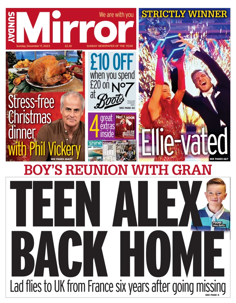Sunday Mirror - Alex Teen Back Home 