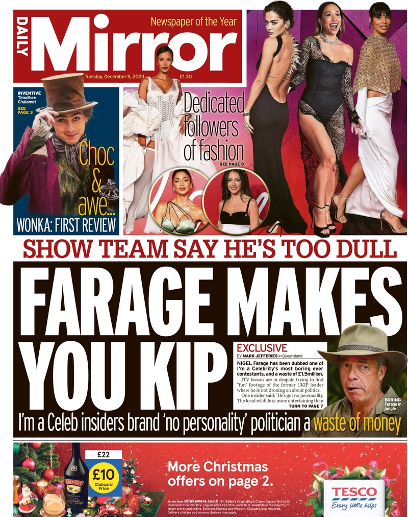Daily Mirror - Farage makes you kip