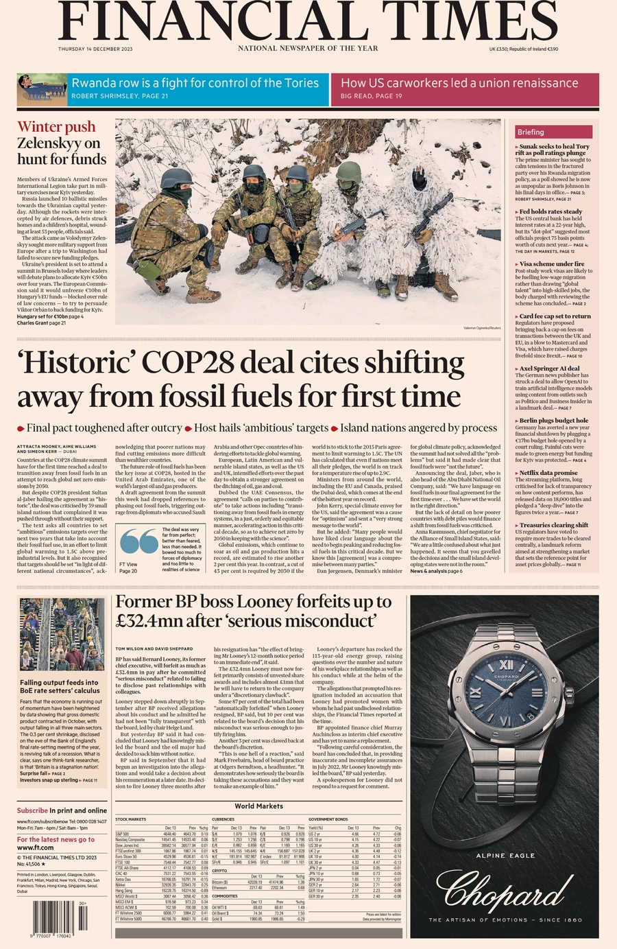 Financial Times - ‘Historic’ Cop28 deal cites shifting away from fossil fuels for first time