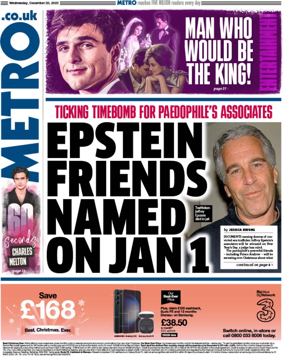 Metro - Epstein friends named on January 1 