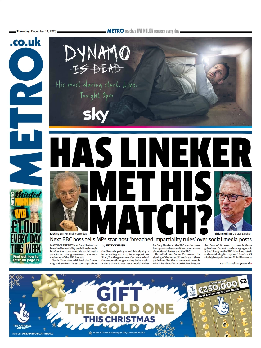Metro - Has Lineker Met His Match? 