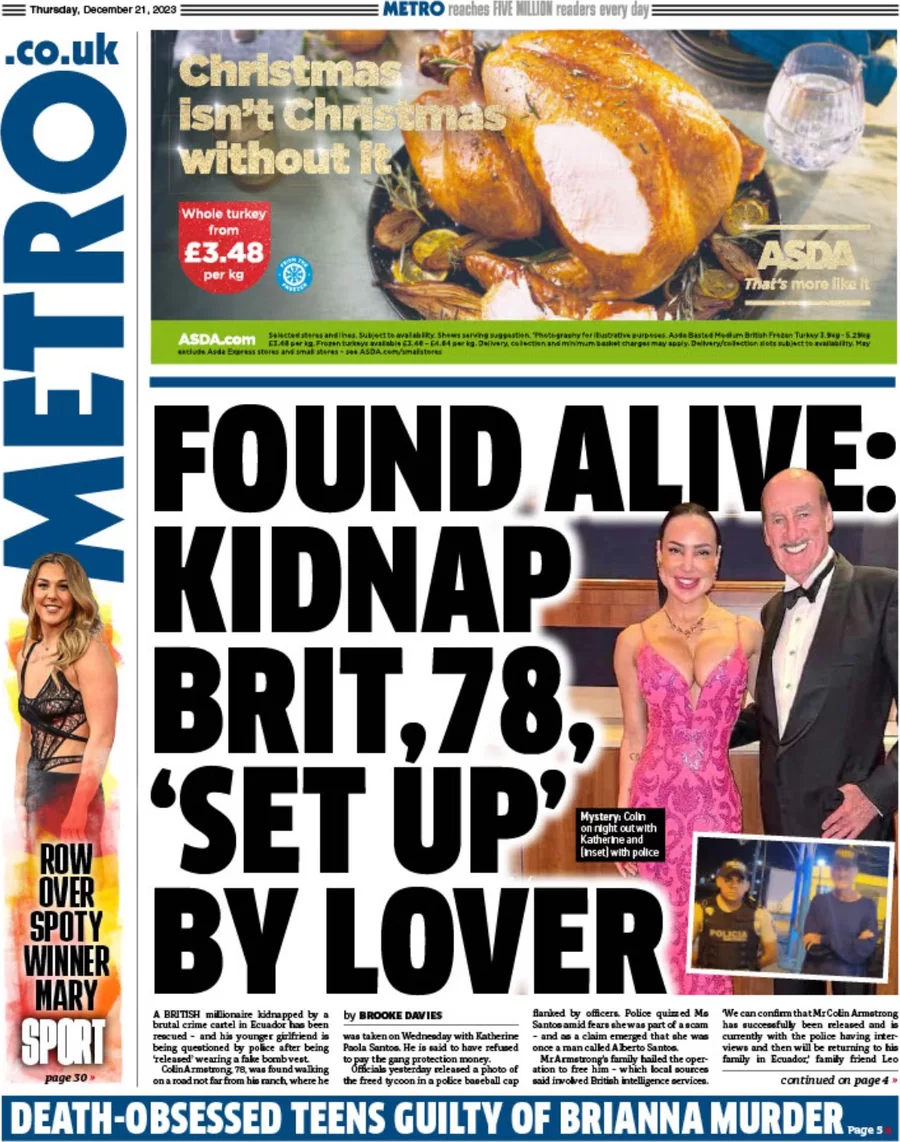 Metro - Found alive kidnap Brit set up ‘by lover’ 