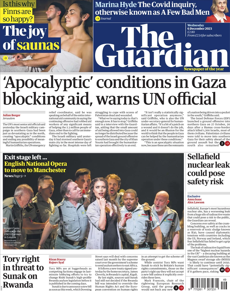 The Guardian - ‘Apocalyptic’ conditions in Gaza blocking aid, warns UN official 
