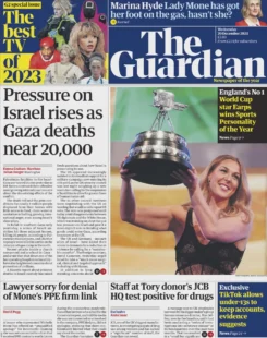 The Guardian – Pressure on Israel rises as Gaza deaths near 20,000