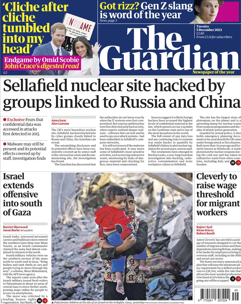 The Guardian - Sellafield nuclear site hacked by groups linked to Russia and China 