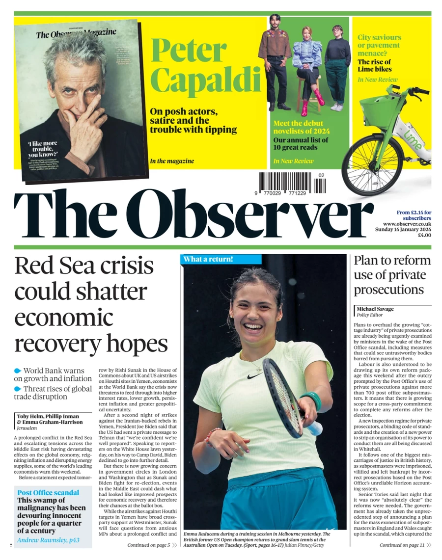 Red Sea crisis could shatter economic recovery hopes Sunday Papers - Israel-Gaza ‘100 days of hell’ - the full perspective