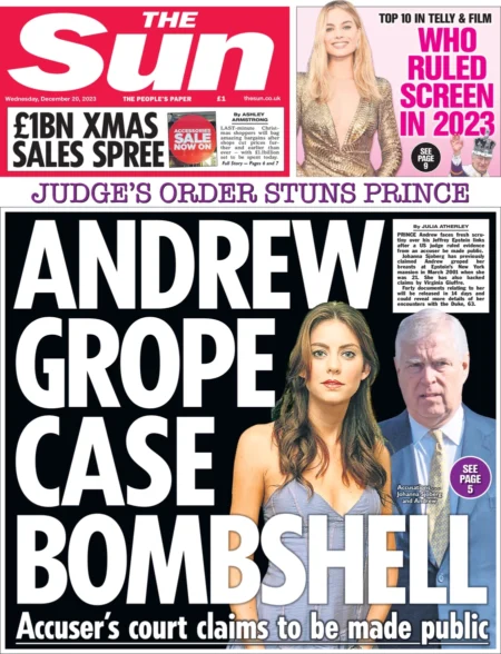 The Sun - Andrew grope case bombshell