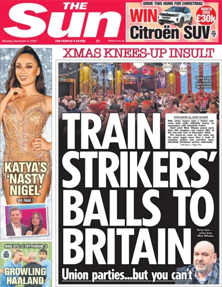 The Sun – Train strikers’ balls to Britain 