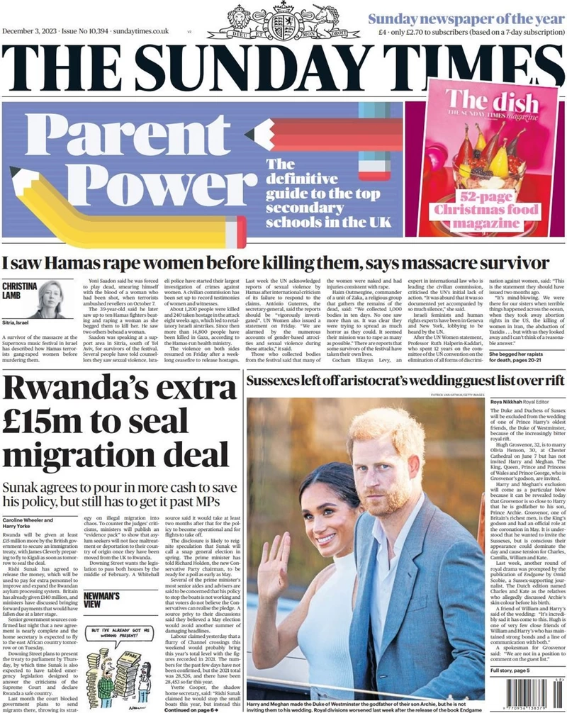 The Sunday Times - Rwanda’s extra £15m to seal migration deal