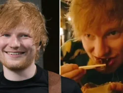 Ed Sheeran chomps down on octopus balls in chaotic night out in Japan