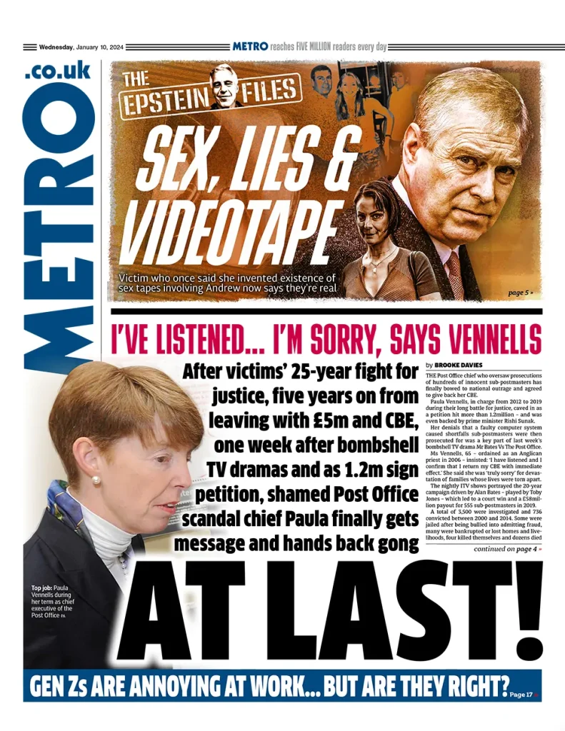 Crime news daily UK - News and updates from the UK WTX News Metro - Vennells hands back CBE and apologies: At last!