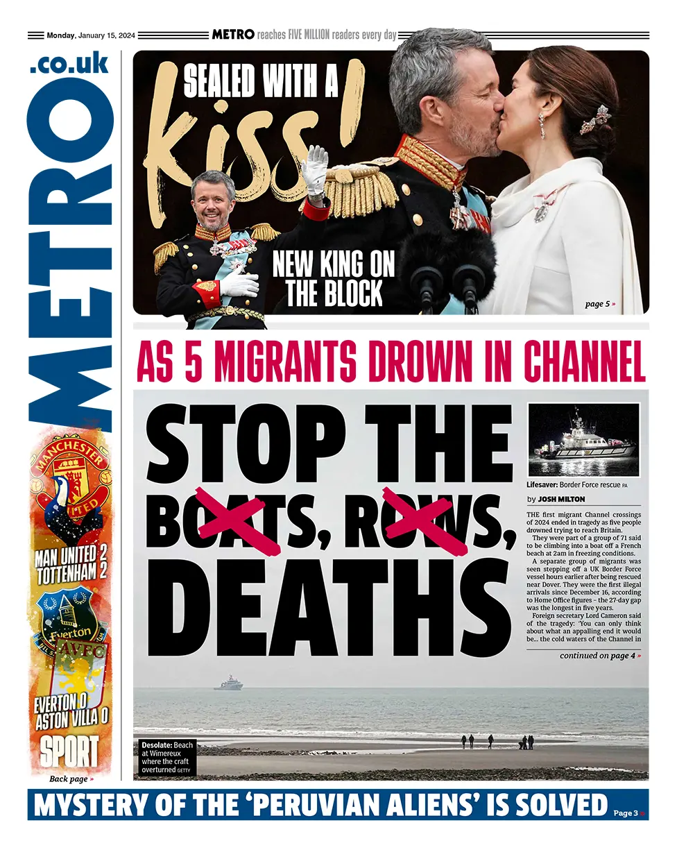 Metro - As 5 migrants die in the Channel … Stop the deaths! 