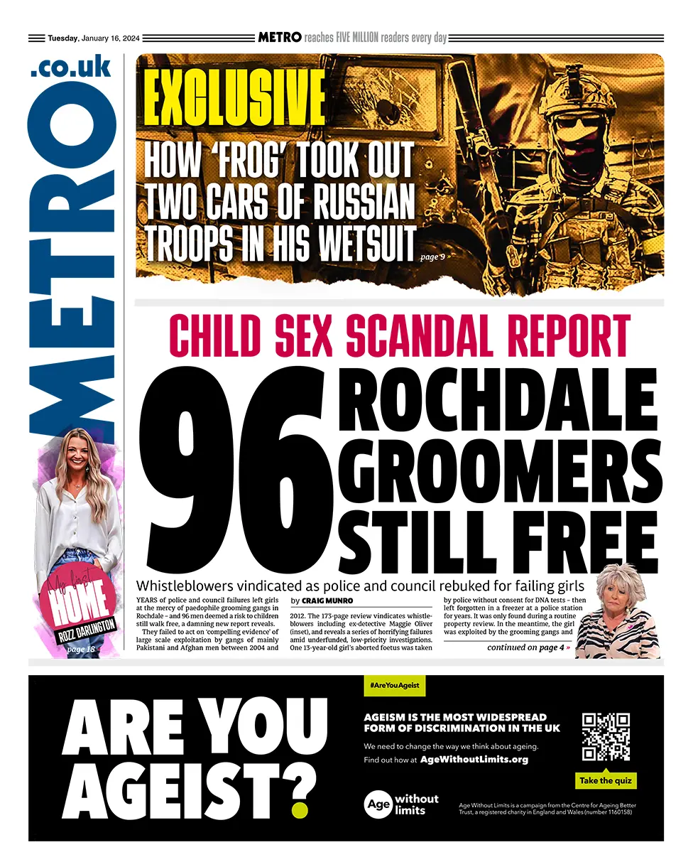 Metro - Child sex scandal: 96 Rochdale groomers still free 