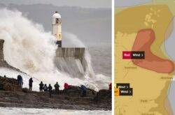 Met Office issues rare red ‘danger to life’ warning as Storm Isha batters UK