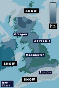 Weather map shows when and where ‘wall of snow’ will strike UK this week