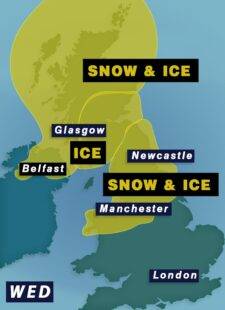 Map shows UK snow warnings where up to 20cm of snow could fall