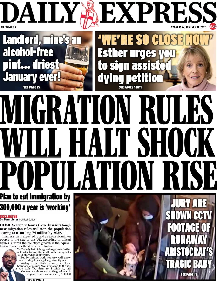Daily Express - Migration rules will halt shock population rise