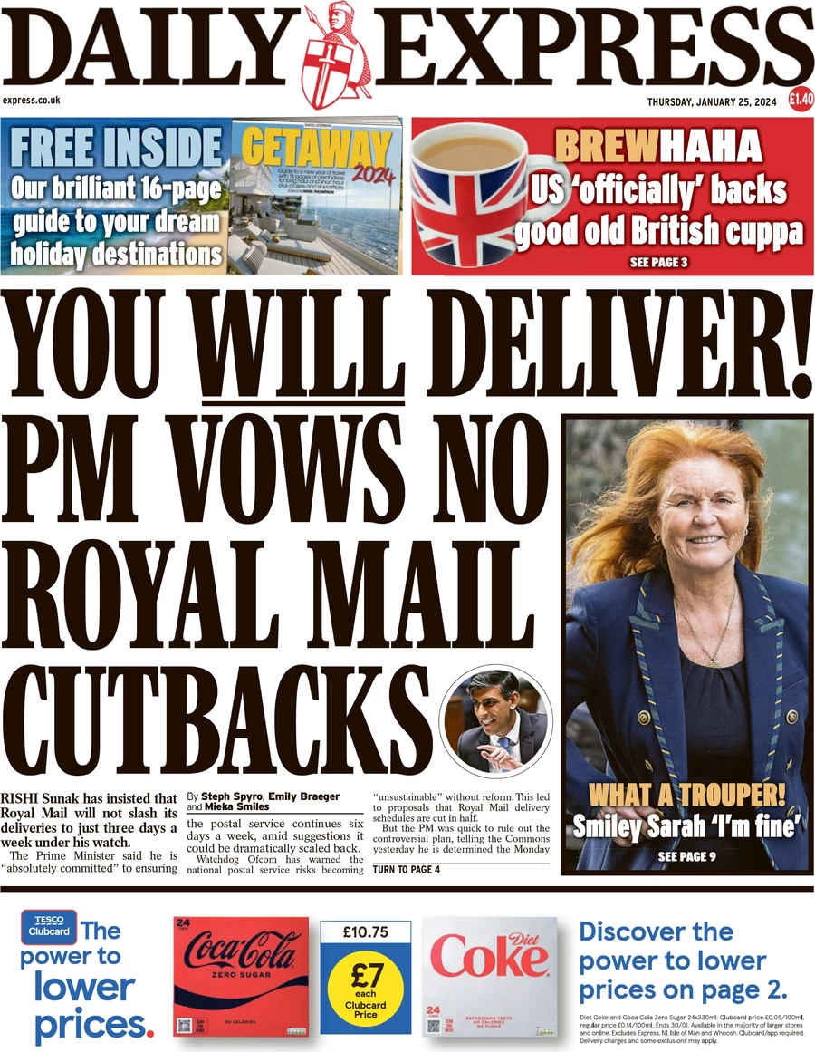 Daily Express - You will deliver! PM vows to no Royal Mail cutbacks 