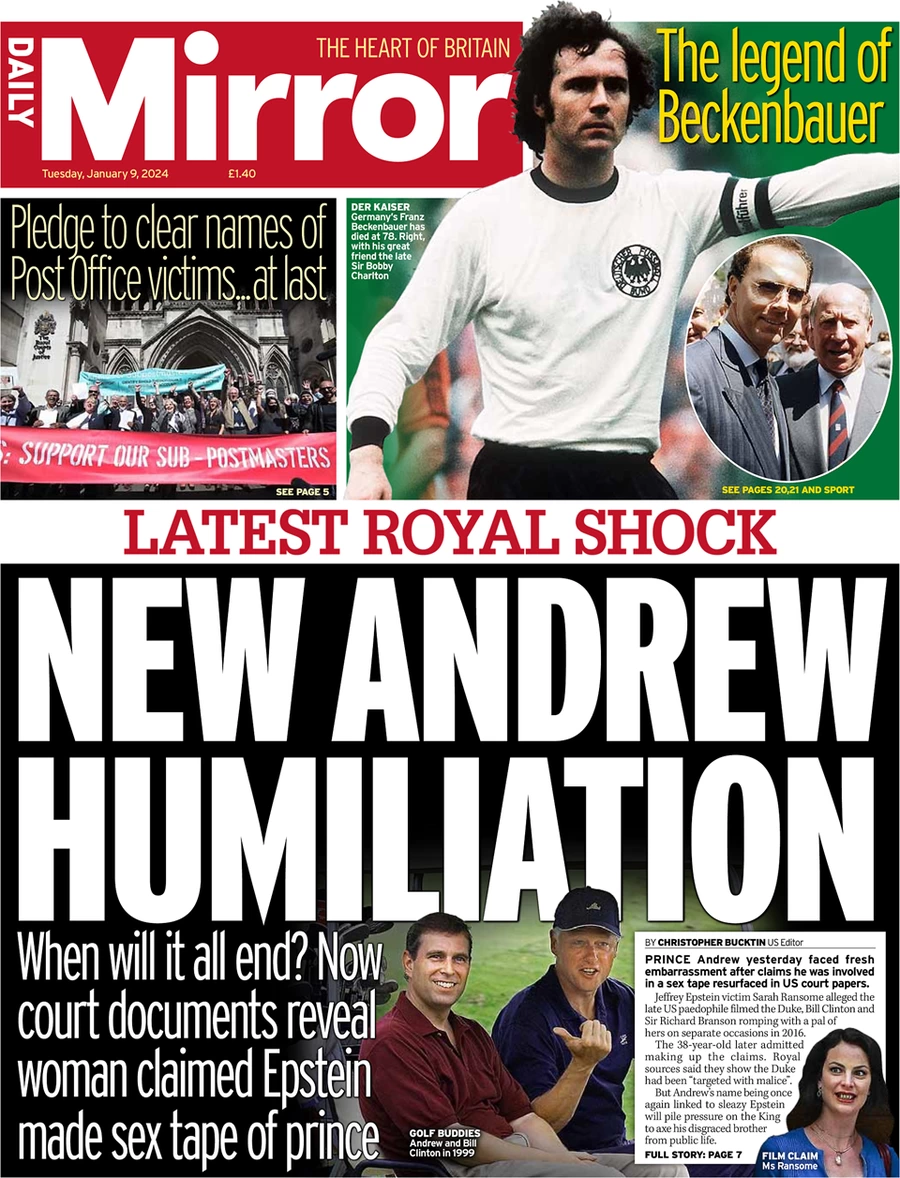 Daily Mirror - New Andrew humiliation 