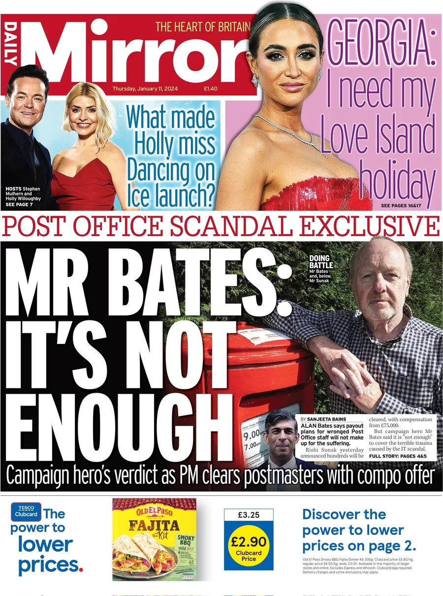 Daily Mirror - Mr Bates: It’s Not Enough 