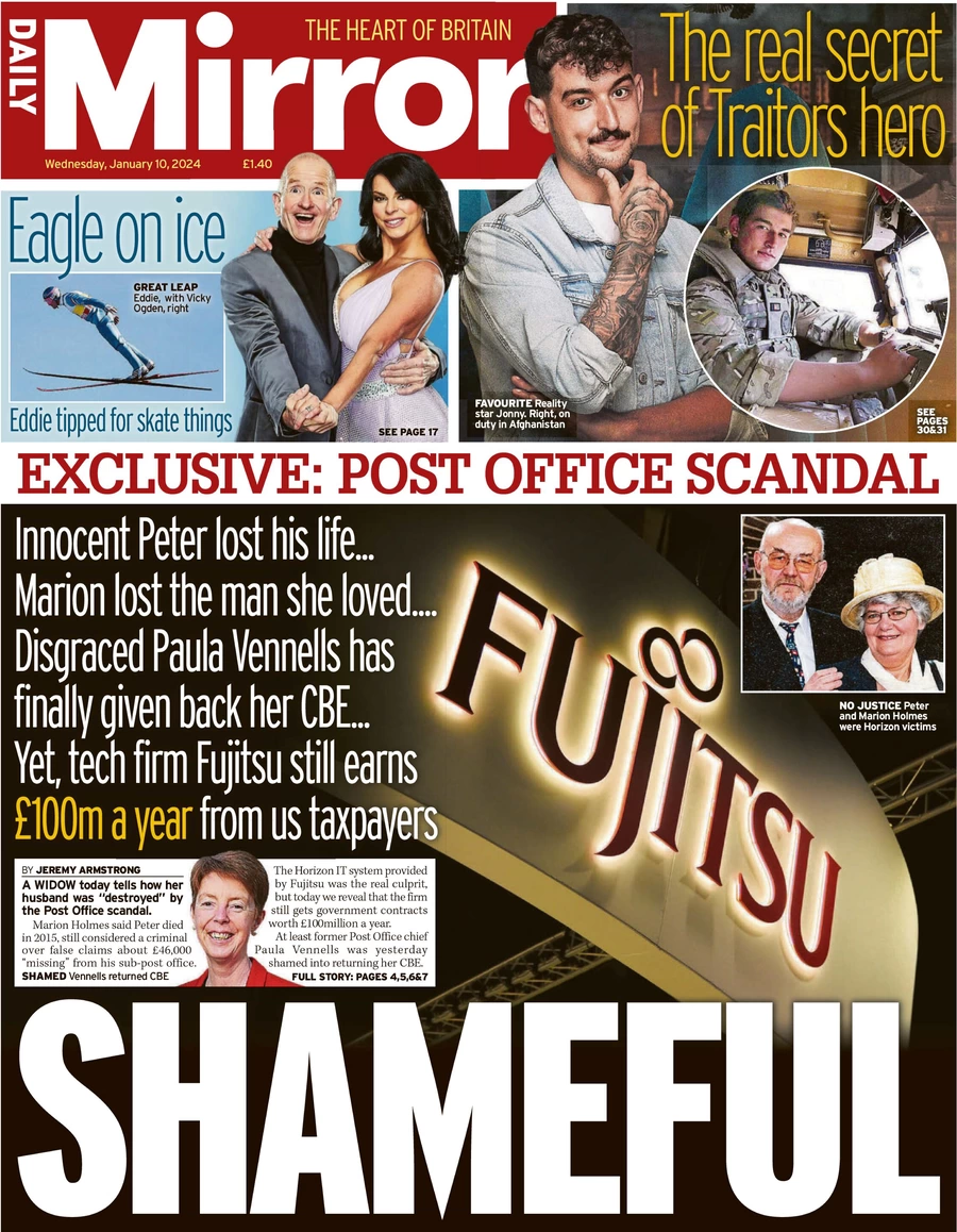 Daily Mirror - Post Office Scandal: Shameful