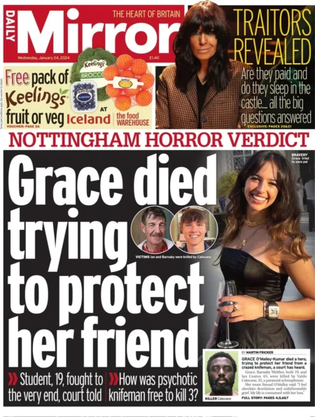 Daily Mirror - Grace died trying to protect her friend