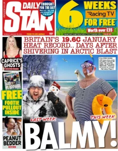 Daily Star – Britain’s 19.6C January heat record days after arctic blast