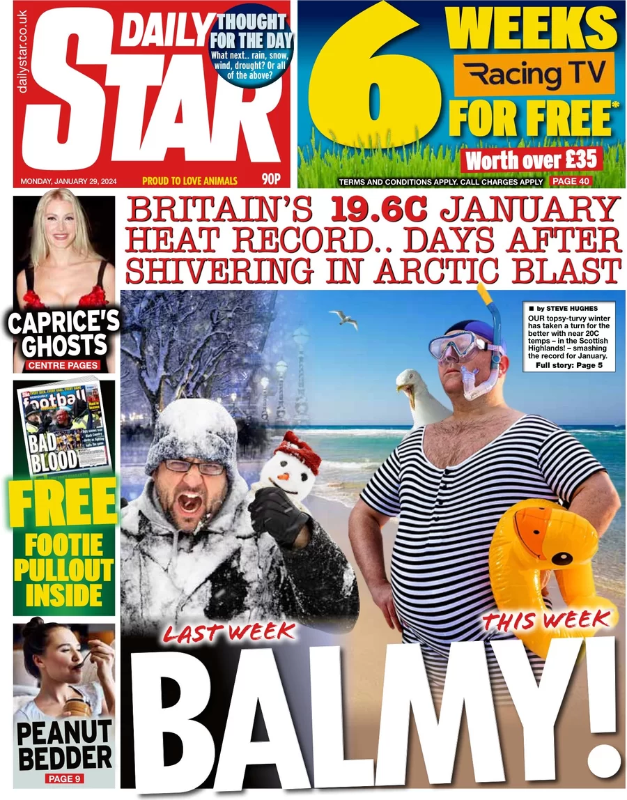 Daily Star - Britain’s 19.6C January heat record days after arctic blast