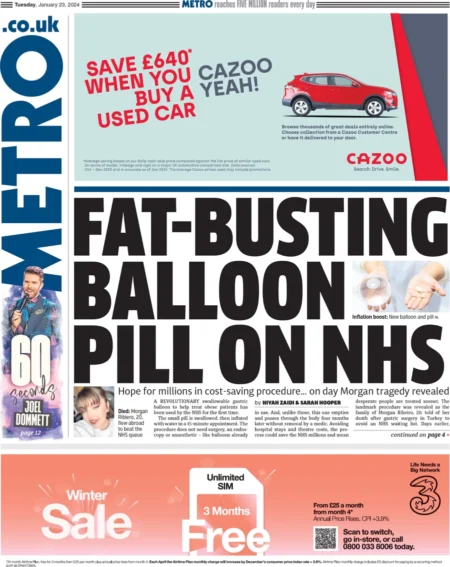 Metro - Fat busting balloon pill on the NHS 