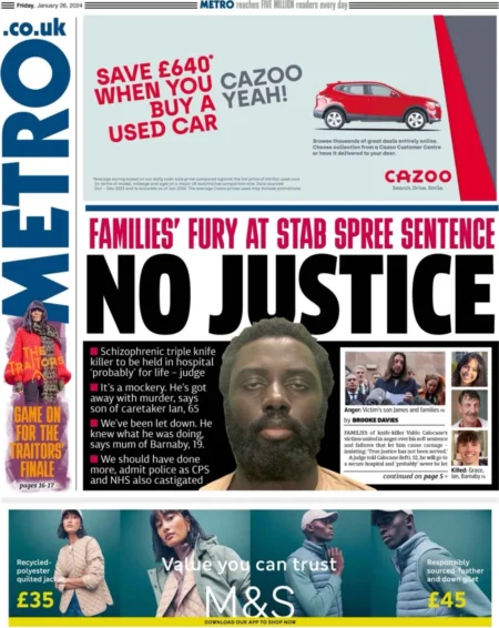 Metro - Families fury at stab spree sentence: No justice 