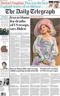 The Daily Telegraph – Iran to blame for deaths of US troops, Biden says 