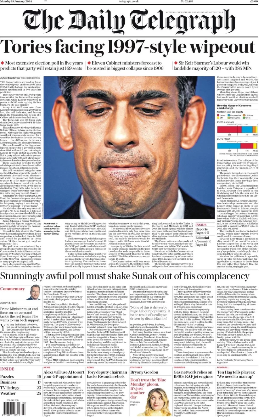 The Daily Telegraph - Tories facing 1997-style wipeout
