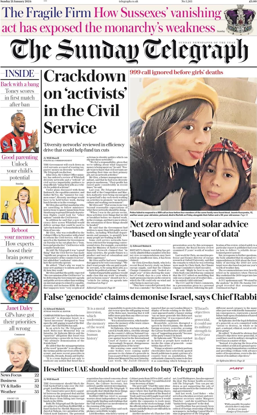 The Sunday Telegraph -Crackdown on ‘activists’ in the Civil Service