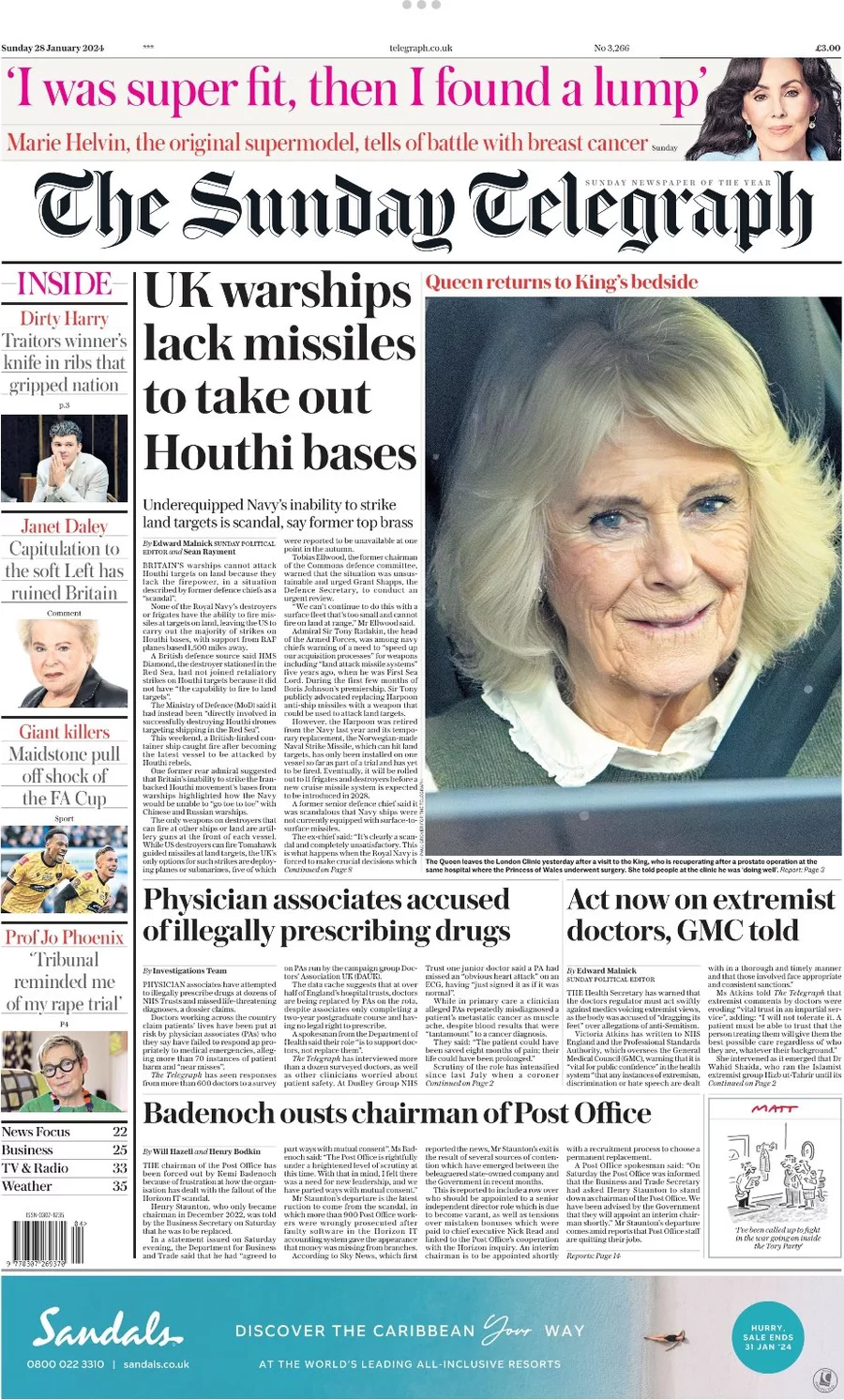 The Sunday Telegraph - UK warships lack missiles to take out Houthi bases