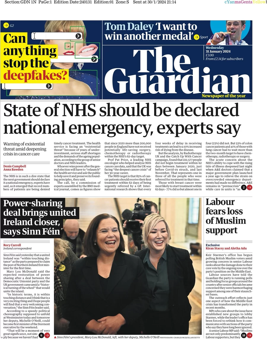 The Guardian - State of NHS should be declared national emergency, experts say 