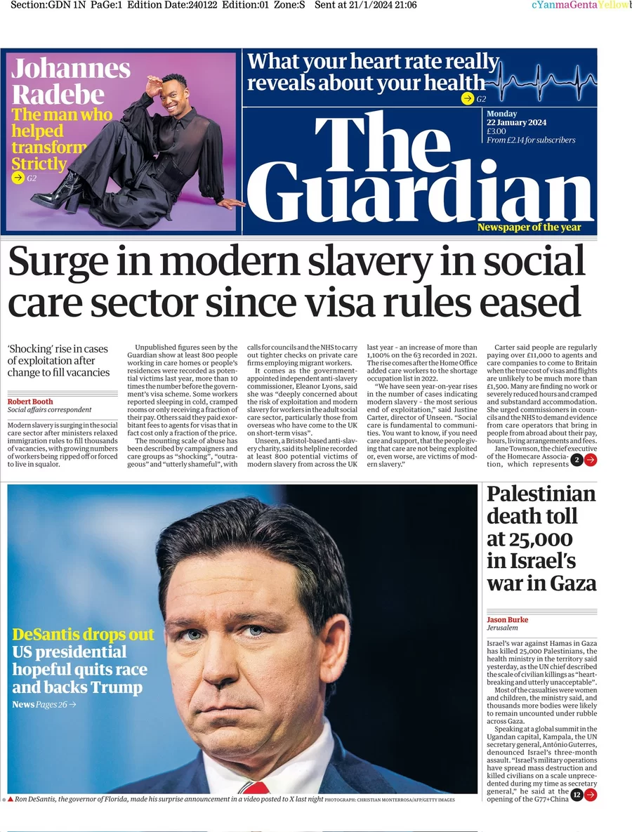 The Guardian - Surge in modern slavery in social care sector since visa rules eased 