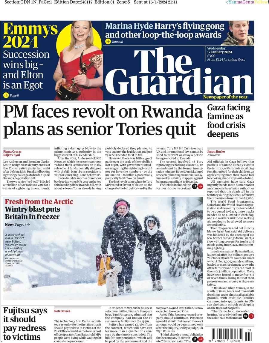 The Guardian - PM faces revolt on Rwanda plans as senior Tories quit 
